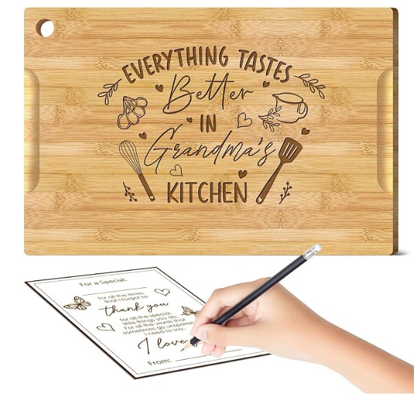 Gift idea for grandparents!

Christmas Gifts for Grandma - 12X8 Bamboo Christmas Cutting Board for Grandmother, Grandma Birthday Gifts, Kitchen Decorations, Xmas Gift for Grandma Nana Mimi Grammy from Grandkids grandma gift idea nana Christmas gift cutting board kitchen decor 

 