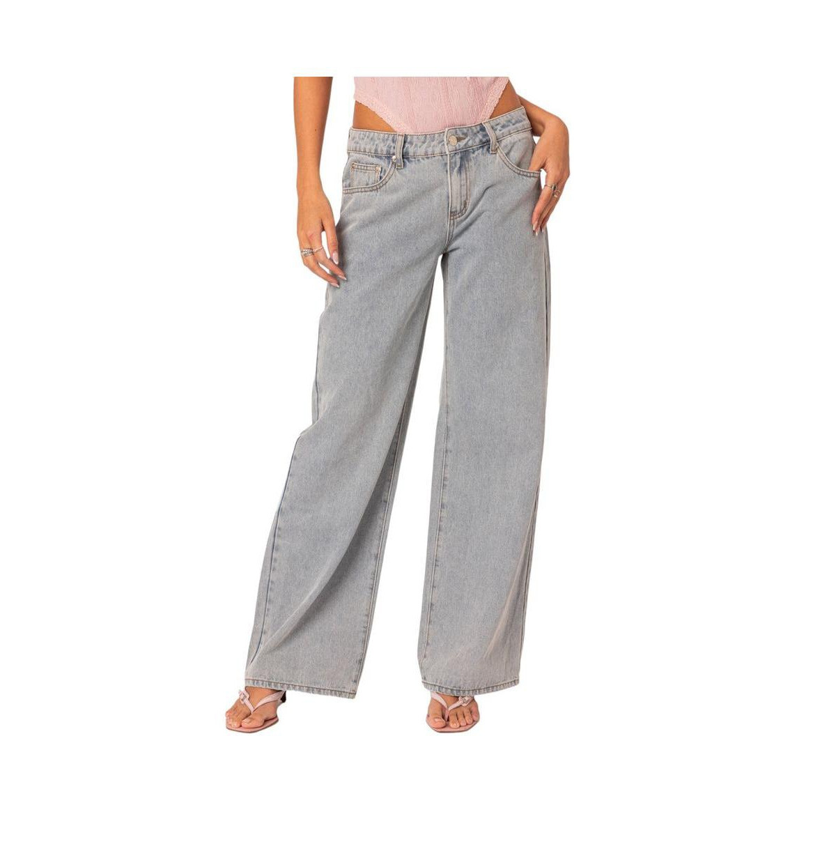 Women's Bow pocket relaxed jeans - Light-blue | Macy's