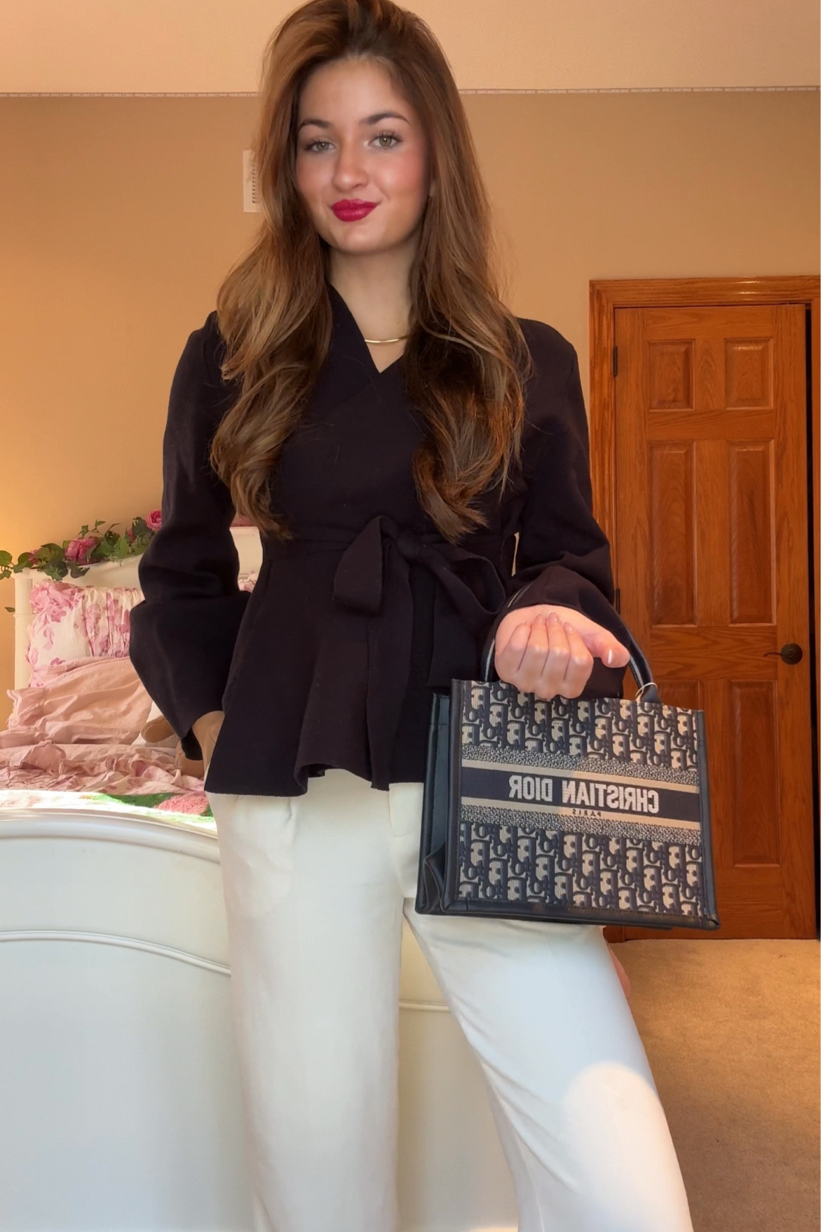 The top is from Zara and the code is: 9598/128
The link to the bag is: https://www.gorchic.com/collections/affiliate_laurenbrown730/products/dior-book-tote-large-handbag_53e5cfd6?data_from=collection_detail&prefetch_cache=1