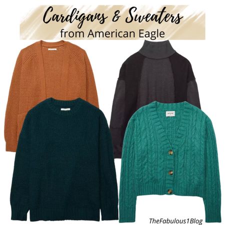 Cardigans and Sweaters from American Eagle. 
#Sweaters #Cardigans #FallFashion 

#LTKSeasonal #LTKunder100 #LTKsalealert