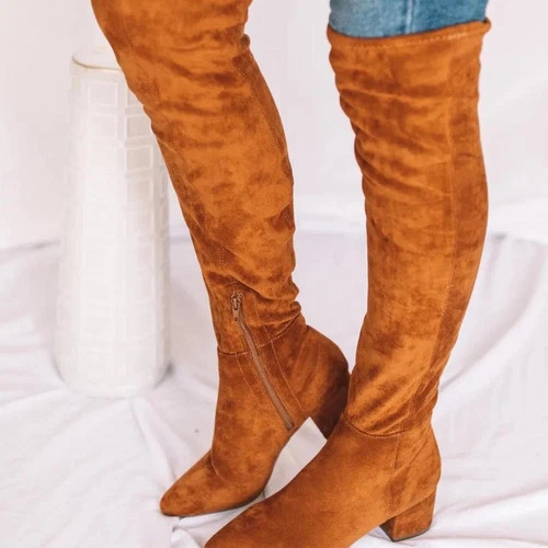 CHASE + CHLOE FAUX SUEDE CAMEL COLOR OVER THE KNEE BOOTS SZ 8 2” HEEL  | eBay | eBay US