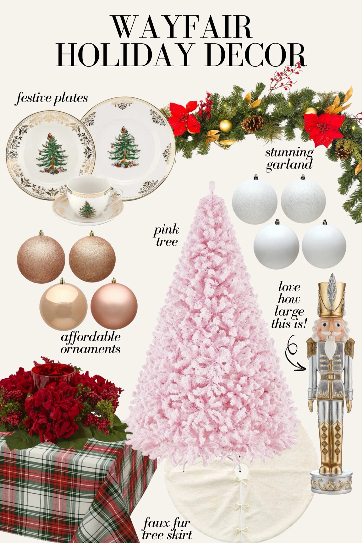@wayfair holiday decor I love that is affordable! Pink faux Christmas tree, garland, nutcracker, Christmas ornaments, Christmas party essentials, holiday party hosting essentials, Christmas decorations, holiday decor #ad
#wayfairpartner #onlyatwayfair #paidlink

#LTKHoliday #LTKSeasonal #LTKHome