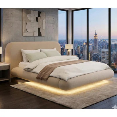 Modern Cloud-style Upholstered Platform Bed With Curved Headboard | Wayfair North America