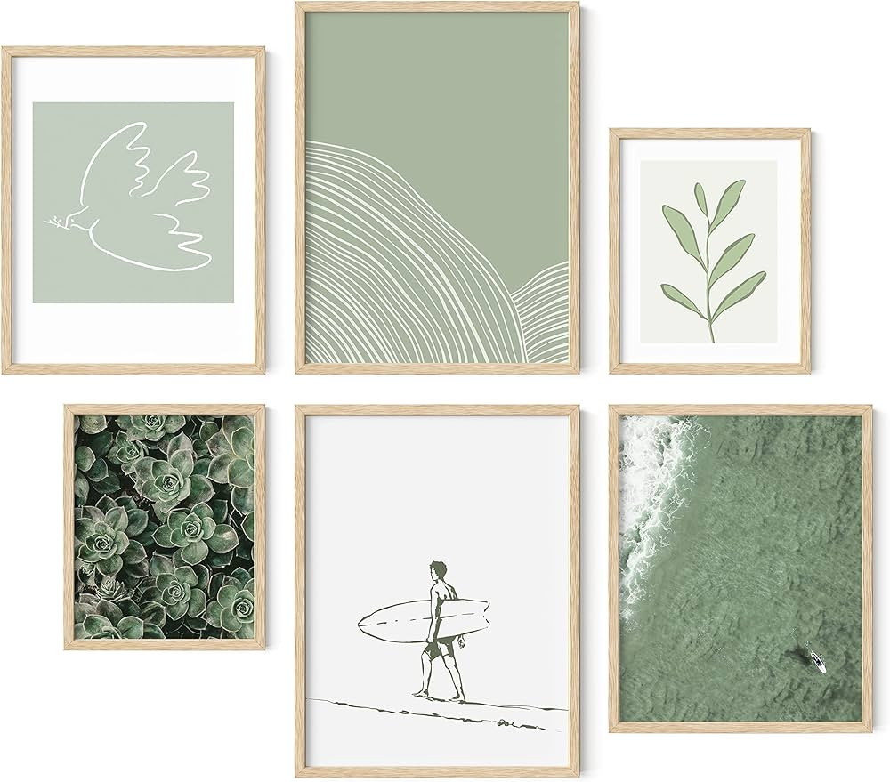 HAUS AND HUES Nature Poster Gallery Wall Art Set of 6 - Green Wall Art, Sage Green Wall Decor, Fr... | Amazon (US)