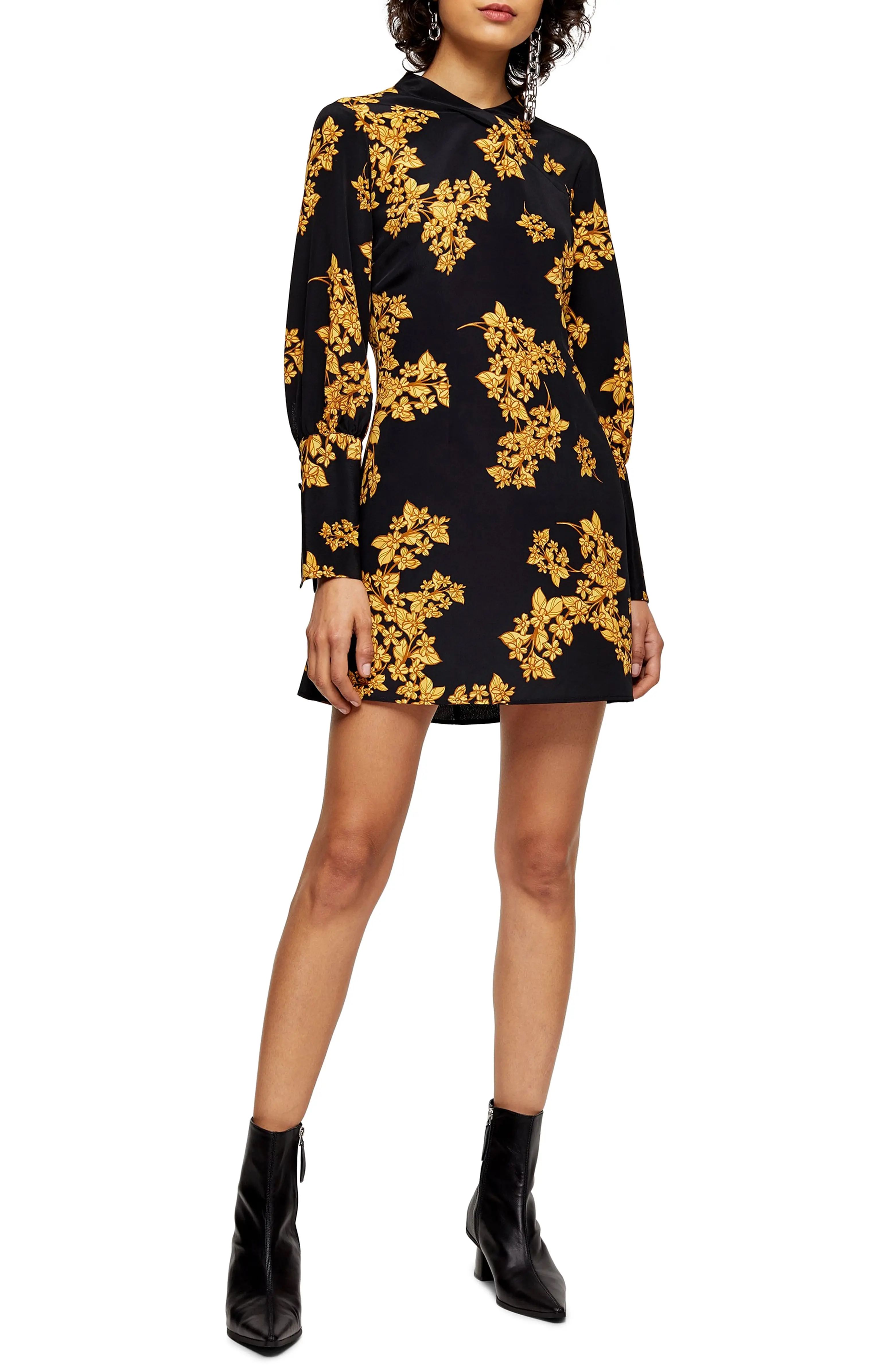 Floral Print Long Sleeve Minidress | Nordstrom