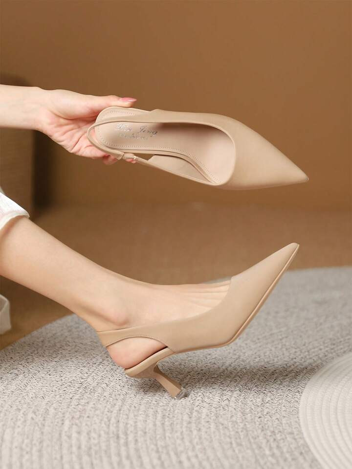 Minimalistische Slingback Pumps mit spitzem Zehenbereich und Pyramidenabsatz für Damen, glamour... | SHEIN