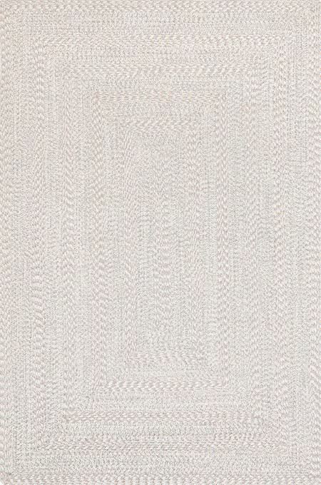Ivory Braided Texture Indoor/Outdoor 7' 6" x 9' 6" Area Rug | Rugs USA