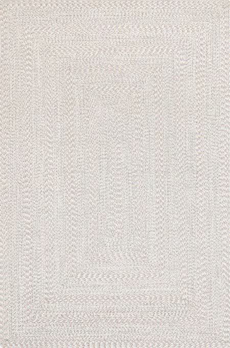 Ivory Braided Texture Indoor/Outdoor 7' 6" x 9' 6" Area Rug | Rugs USA
