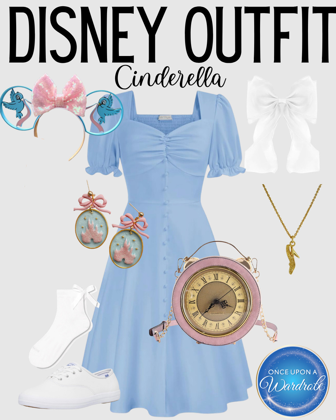 A Cinderella-inspired Disney outfit for women with soft blue, pink, and white details! This would be so cute for Magic Kingdom, princess photos, Cinderella’s Royal Table, or a dressier Disney park outfit that still works with simple white sneakers. 

 #LTKootd #LTKTravel