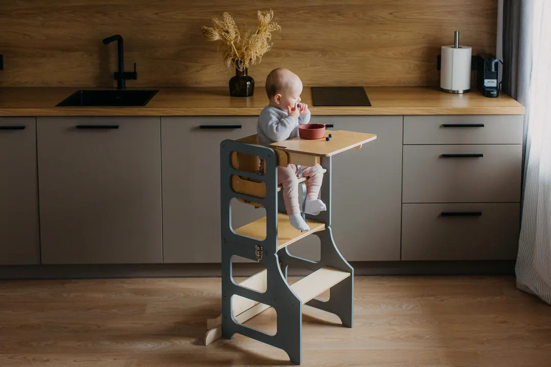 4-in-1 Montessori transformable wooden toddler tower converting to kids desk/chair high chair, ki... | Etsy (US)