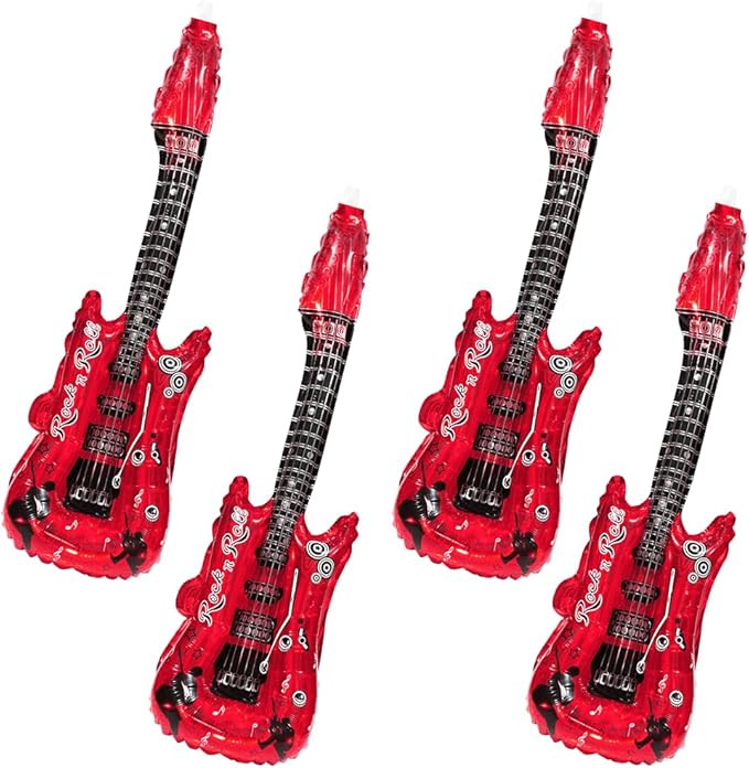 Red Music Note Guitar Foil Balloons, Disco Rock Props Musical Instrument Guitar Shaped Balloon Wi... | Amazon (US)