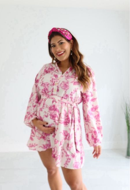 Pink and white long sleeve mini dress is perfect for this spring!  So cute with boots! Very bump friendly  💗

Maternity
Spring outfit
Floral dress
Long sleeve dress
Bump 
Country concert outfit
Vacation outfit
Wedding guest outfit
Sandals