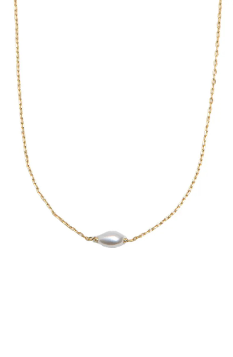 Faux Rice Pearl Pendant 18K Gold Plate Sterling Silver Necklace | Nordstrom