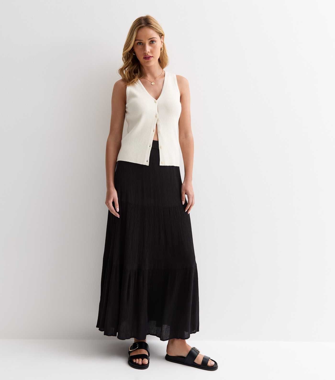 ONLY Black Crinkle Maxi Skirt | New Look | New Look (UK)