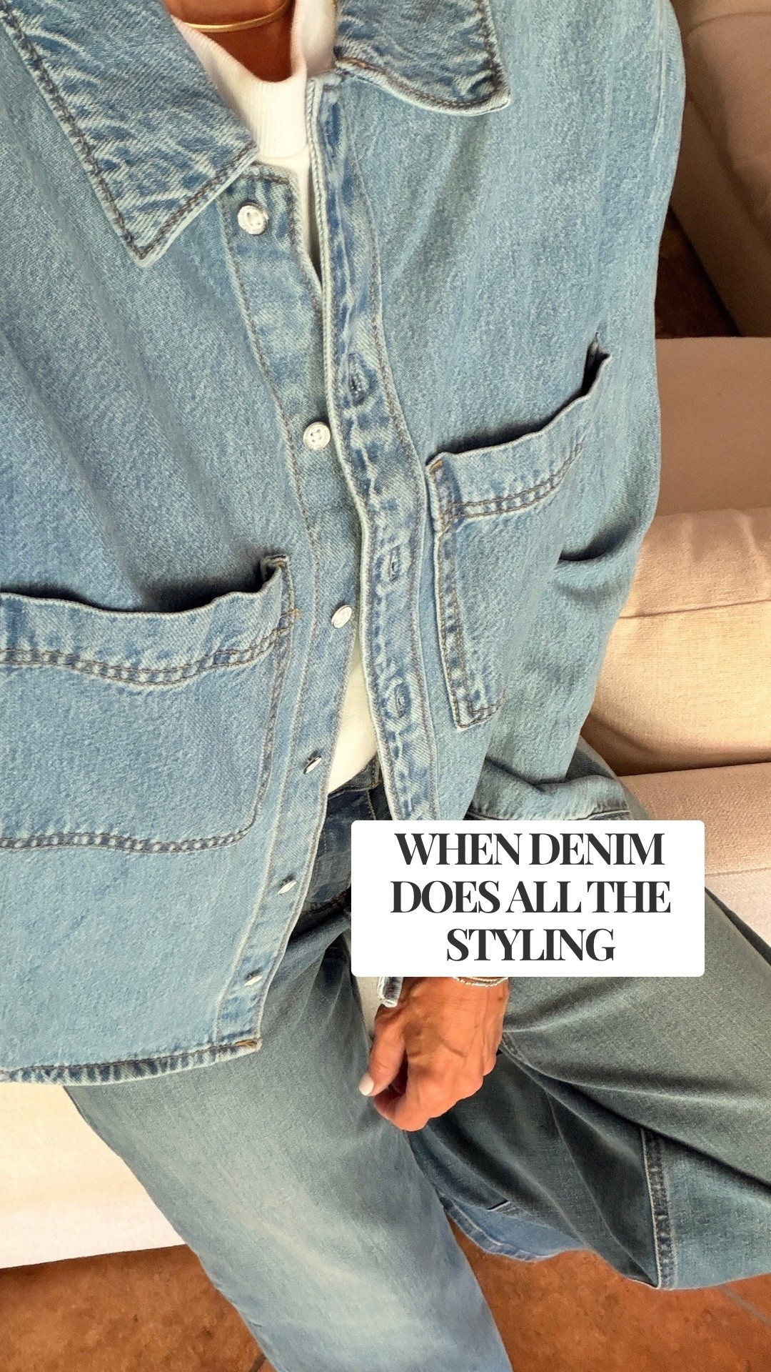 Double denim doesn’t have to feel complicated. I love keeping the washes in the same family and adding a simple white layer underneath, it creates that effortless, tonal look without feeling too matchy-matchy.

The jeans I’m wearing here are currently low stock/selling out, so I’ve linked another great denim option on the post. And if you’ve been waiting to shop Target, today is a good day to do it, Target Circle Deal Days has select women’s clothing up to 40% off through today.