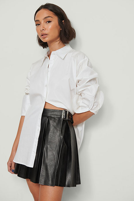 PLEATED PU SKIRT BLACK, EU 34 BLACK | Otrium UK