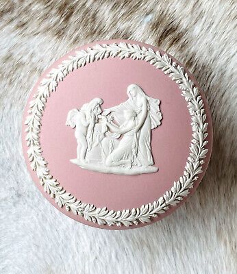 Rare Vintage Pink Wedgwood Jasperware round Jewellery /Trinket box | eBay AU