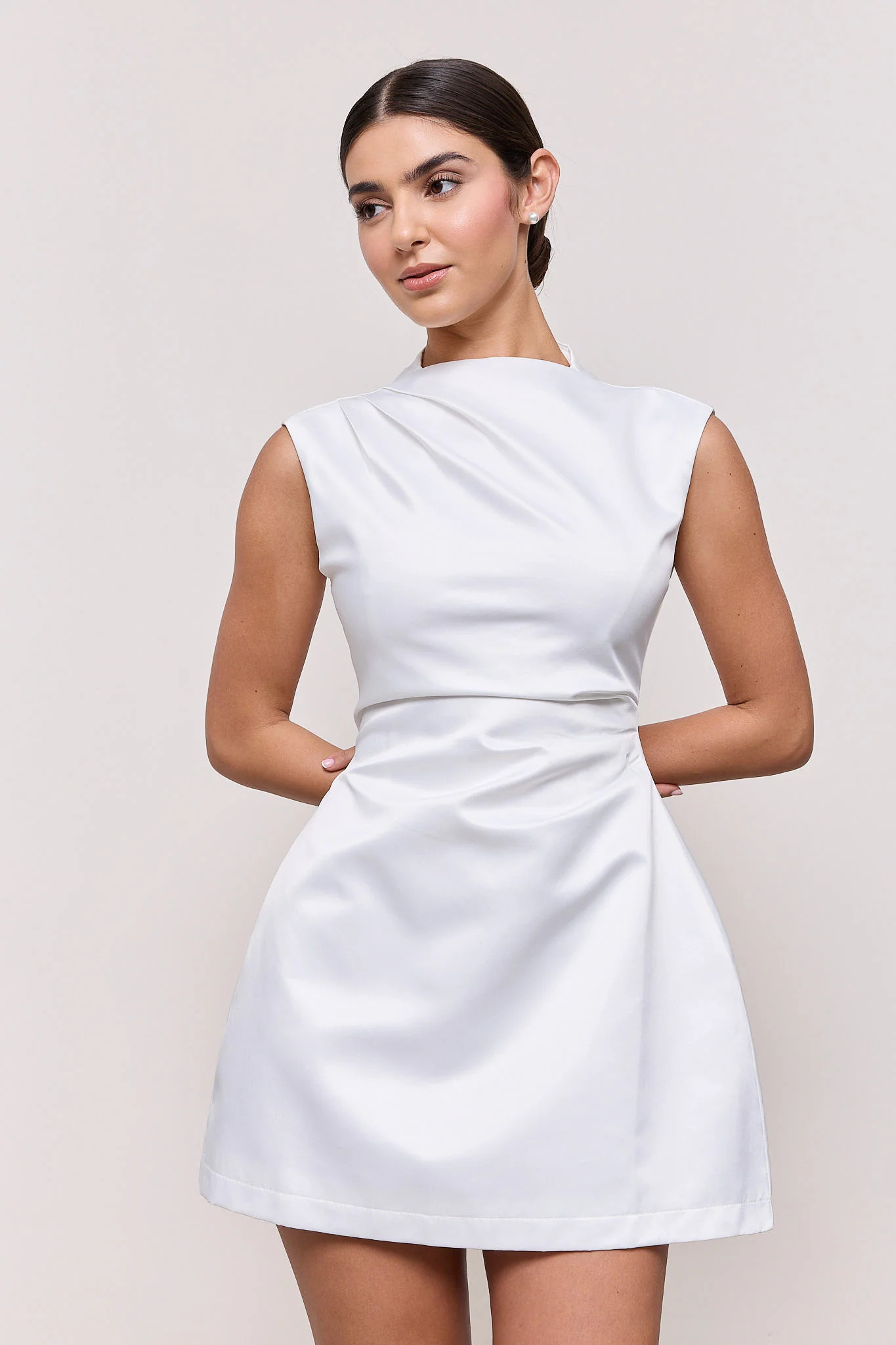 Satin Straight Neck Mini Dress | Odd Muse