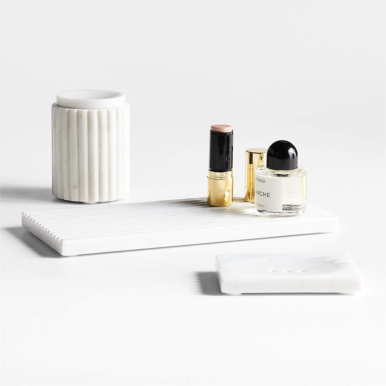 Carmen White Marble Canister + Reviews | Crate & Barrel | Crate & Barrel