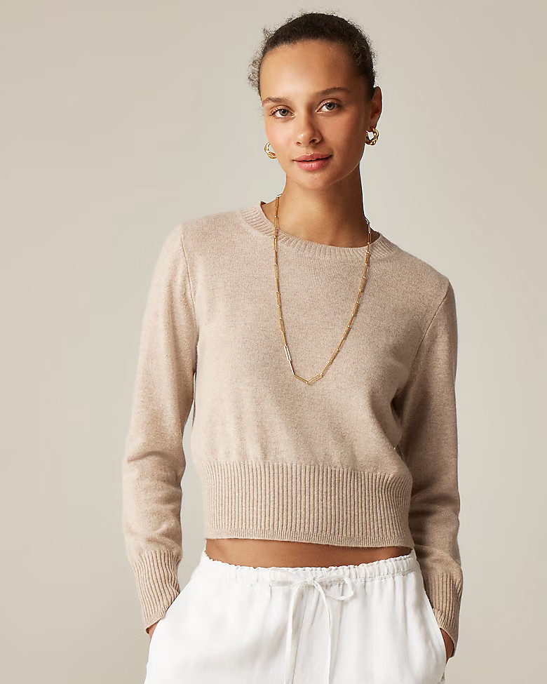 Cashmere shrunken crewneck sweater | J. Crew US
