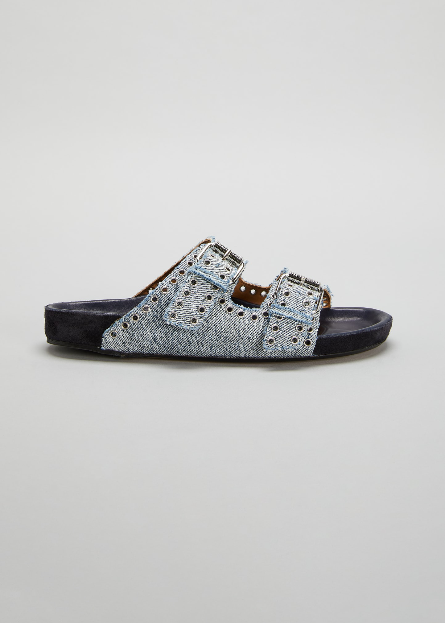 Lennyo Denim Dual-Buckle Sandals | Bergdorf Goodman