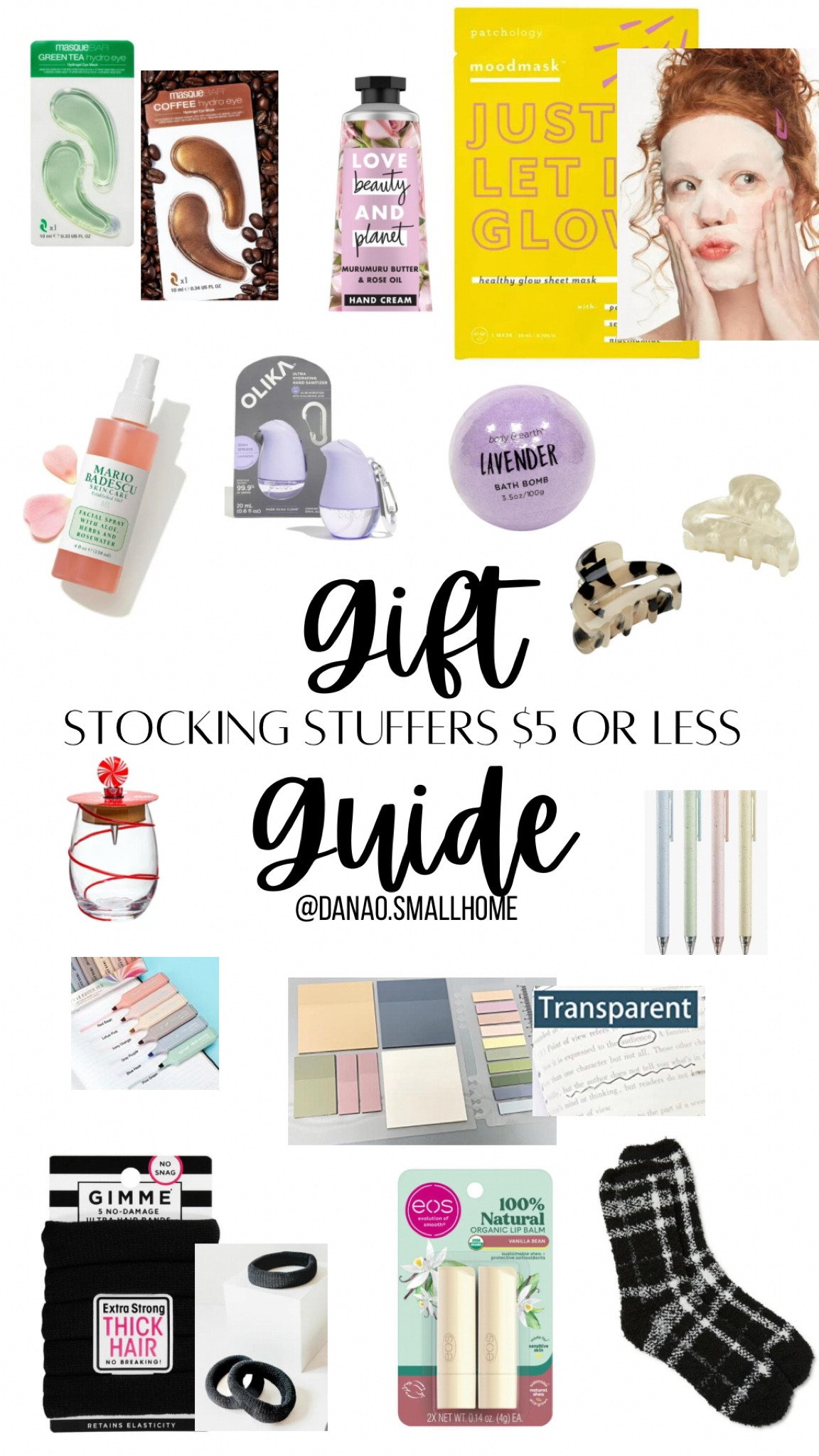 Stocking stuffer gift guide, $5 stocking stuffers, affordable gifts, affordable stocking stuffers, beauty stocking stuffers, office stocking stuffers, hair stocking stuffers, bath bombs, transparent post it’s, aesthetic pens, face spray, face mist, hair ties, hair claws, face masks, Walmart stocking stuffers, Walmart gifts, amazon stocking stuffers, amazon gifts, amazon home, Walmart beauty, amazon beauty, cozy stocking stuffers, $1 stocking stuffers 

#LTKU #LTKGiftGuide #LTKsalealert