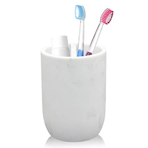 Toothbrush Holder Polyresin Toothbrush Organizer Stand,Multi-Functional Toothpaste Holder Makeup Brushes Cup Razors Holder for Bathroom Vanity Countertop,Ideal for Home, Hotel (Marble Style) (1Pack) | Amazon (US)