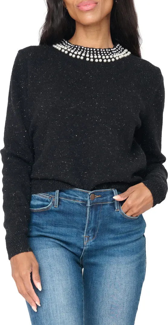 Soirée Imitation Pearl Embellished Sweater | Nordstrom