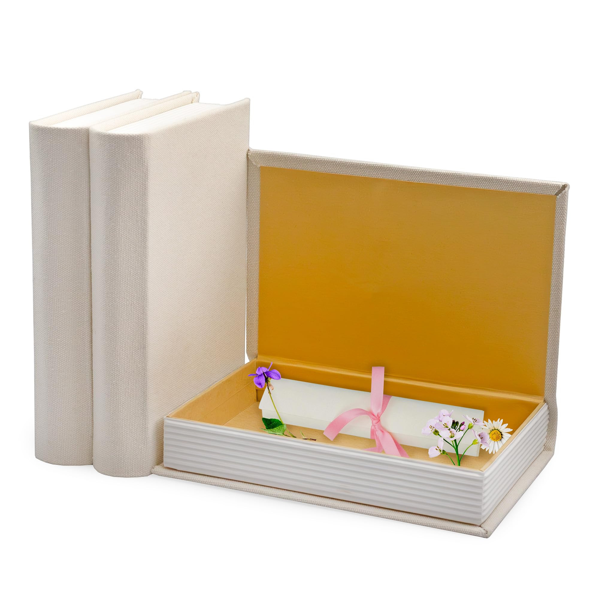 AuldHome Design Faux Book Stack (Cream); Blank Set of 3 Decorative Books for DIY Crafts and Home ... | Amazon (US)