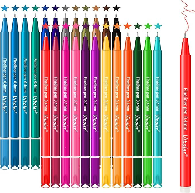Vitoler Pens,Journaling Pens,Pens for Drawing Journaling,Planner Pens,24 Pack 0.4mm,Colored Pens ... | Amazon (US)