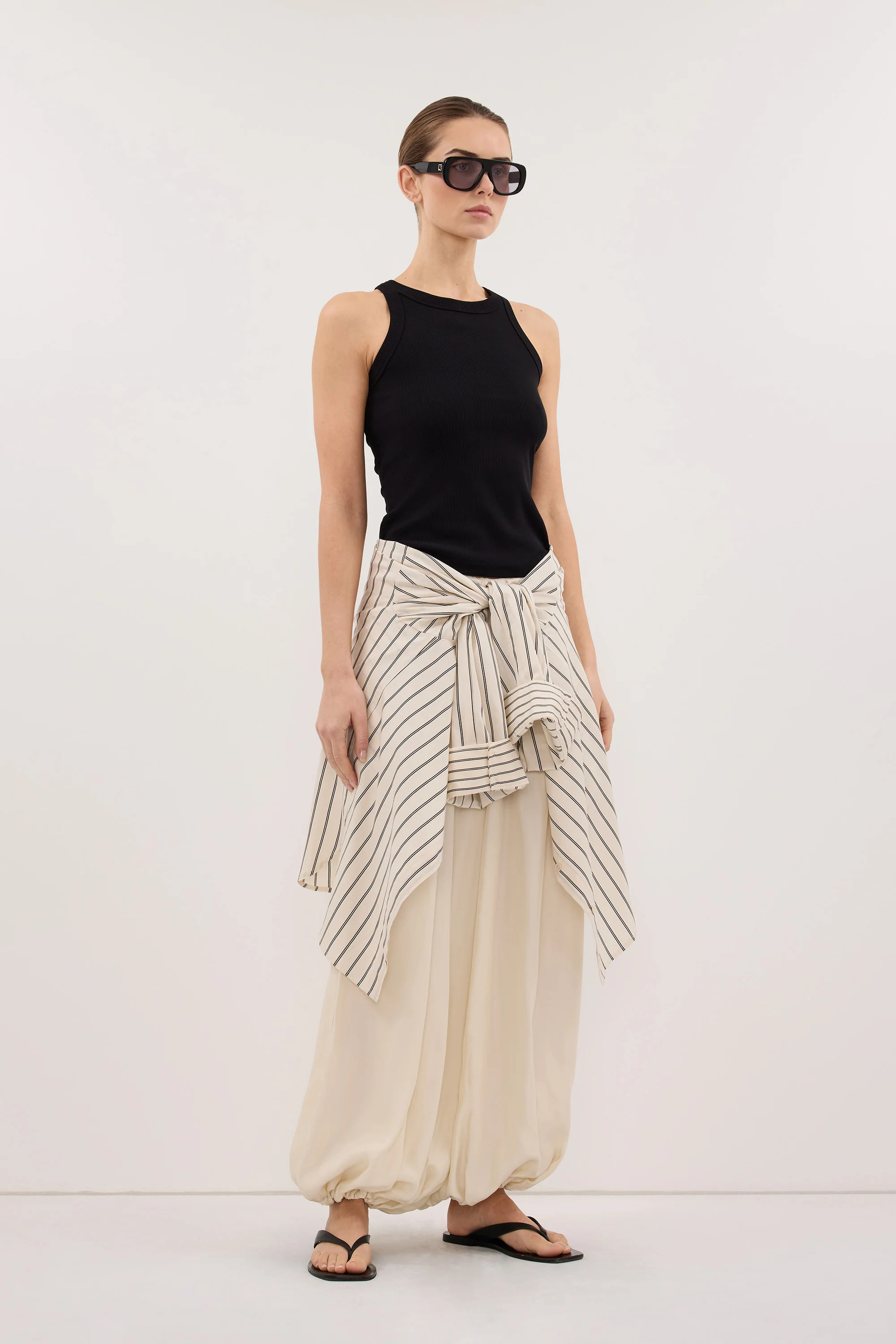 MELINA BLACK KNIT RIB TANK | DISSH