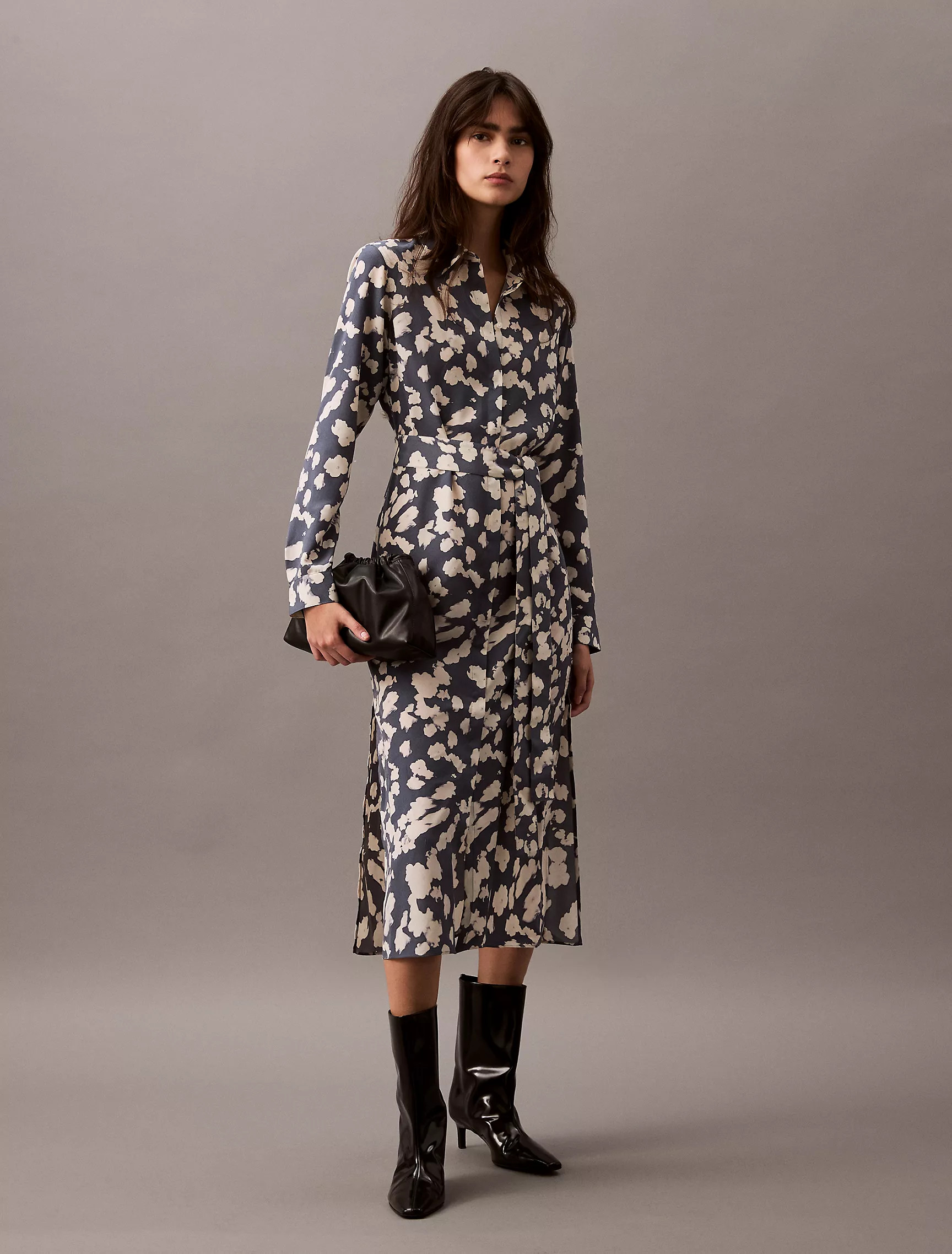 Flowing Print Midi Shirt Dress | Calvin Klein | Calvin Klein (US)