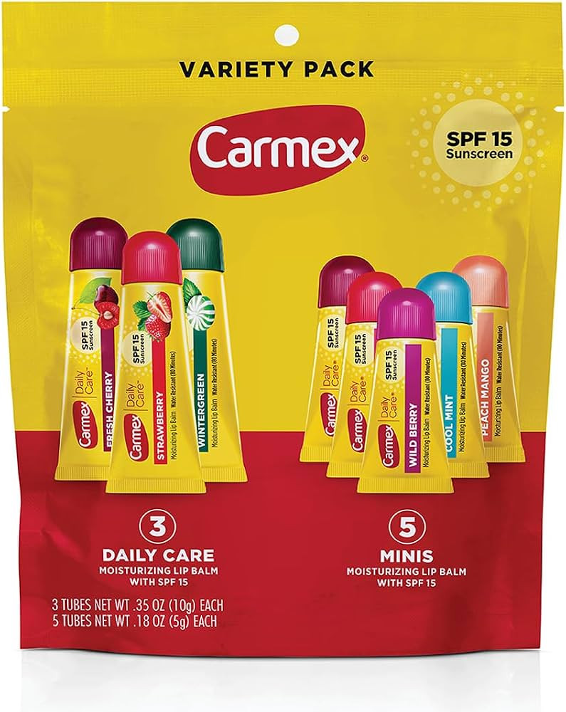 Carmex Daily Care and Daily Care Minis Moisturizing Lip Balm Pack, SPF 15, Multi-Flavor Lip Care ... | Amazon (US)