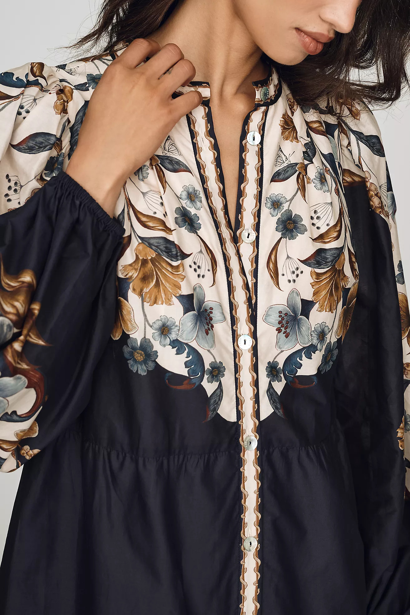 Farm Rio Golden Nature Cotton Mini Dress | Anthropologie (US)