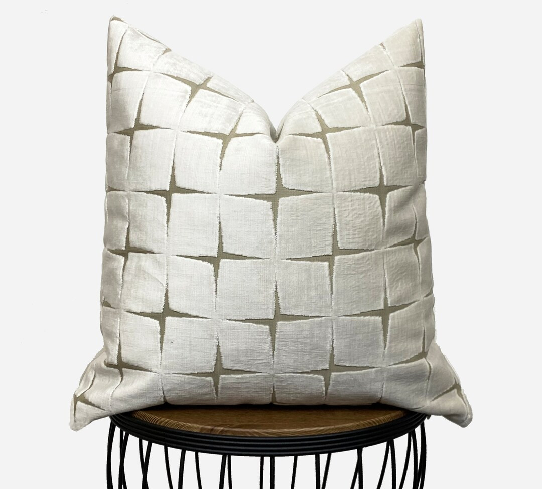 Off White Textured Pillow Cover, White Velvet Pillow Cover, Luxury White Euro Sham Cover, White C... | Etsy (US)