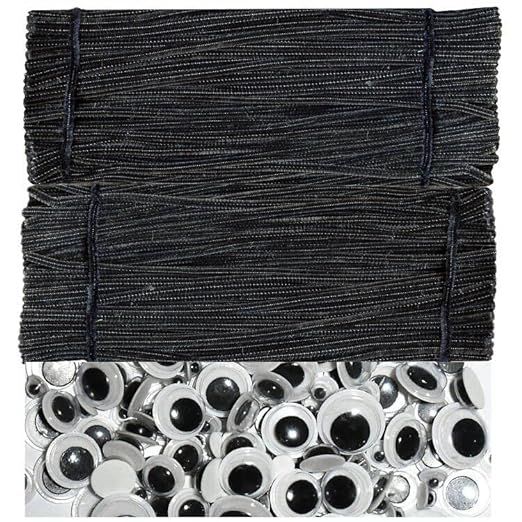 Black Pipe Cleaners with Wiggle Eyes (300 Pack) Chenille Stems for DIY Art Craft Decorations Crea... | Amazon (US)