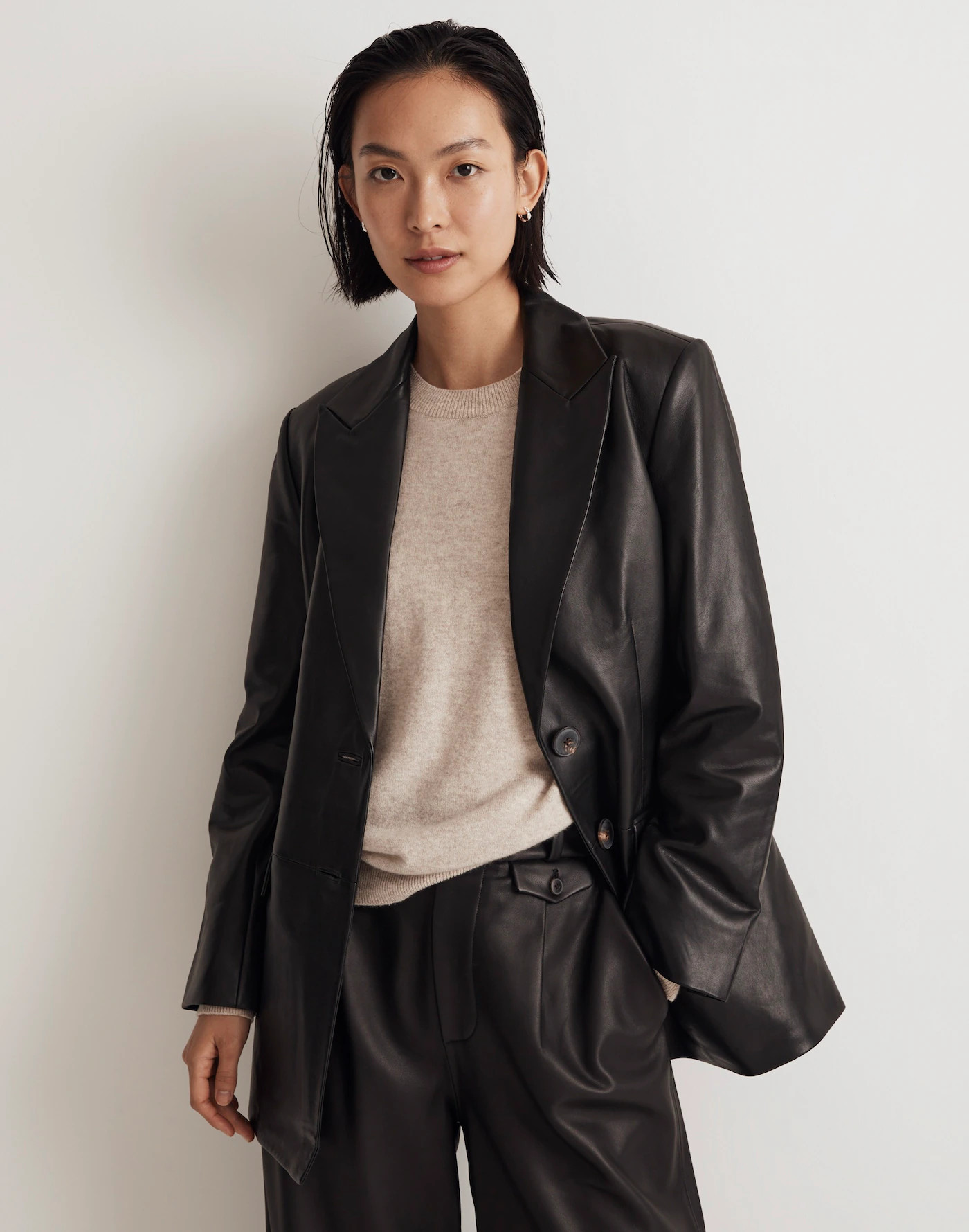 The Bedford Oversized Blazer in Leather | Madewell | Madewell