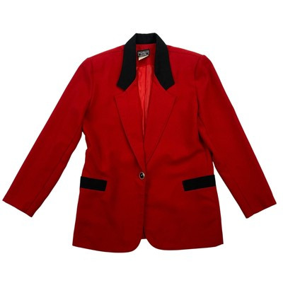 Vintage Southern Lady Blazer Sz 8 Womens Jacket Red Black Trim Career Office | eBay US