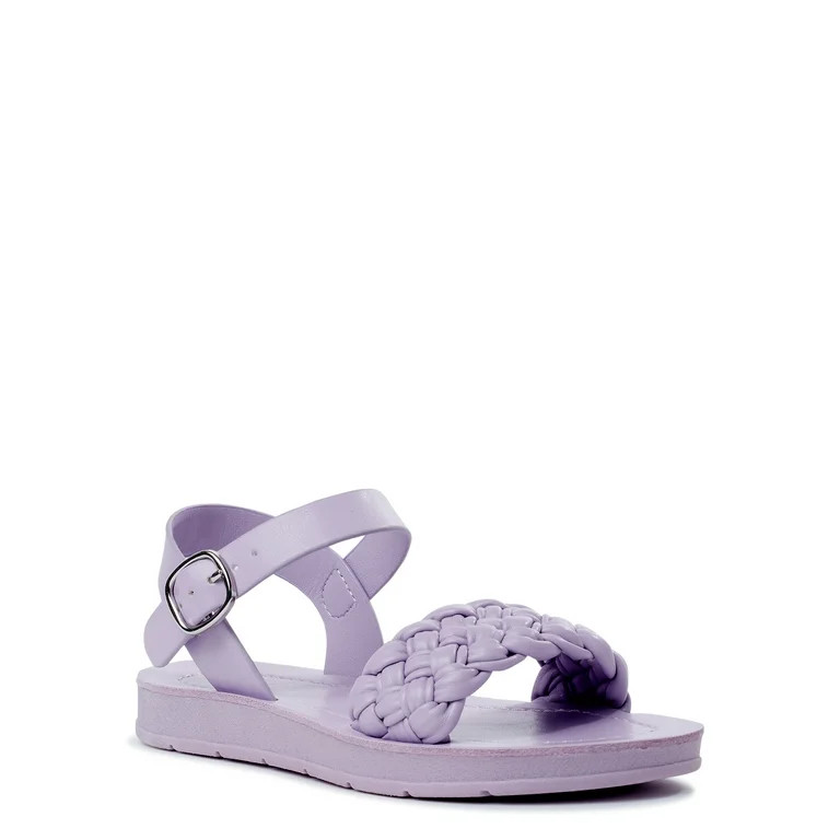 Wonder Nation Little and Big Girls 2 Strap Braid Sandal | Walmart (US)