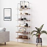 Nathan James Theo 6-Shelf Tall Bookcase, Wall Mount Bookshelf with Natural Wood Finish and Industria | Amazon (US)
