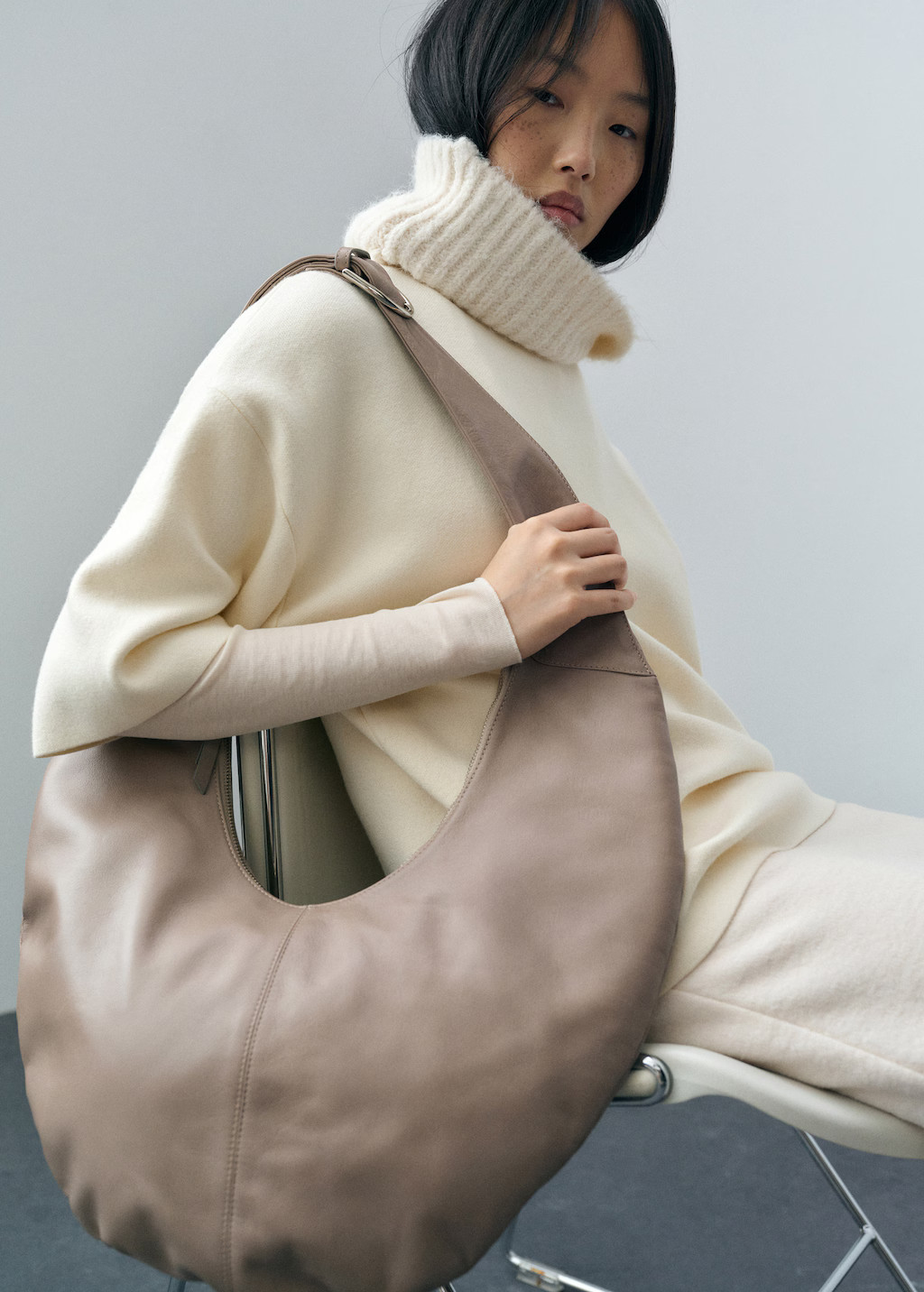 Half-moon leather bag - Women | MANGO United Kingdom | MANGO (UK)