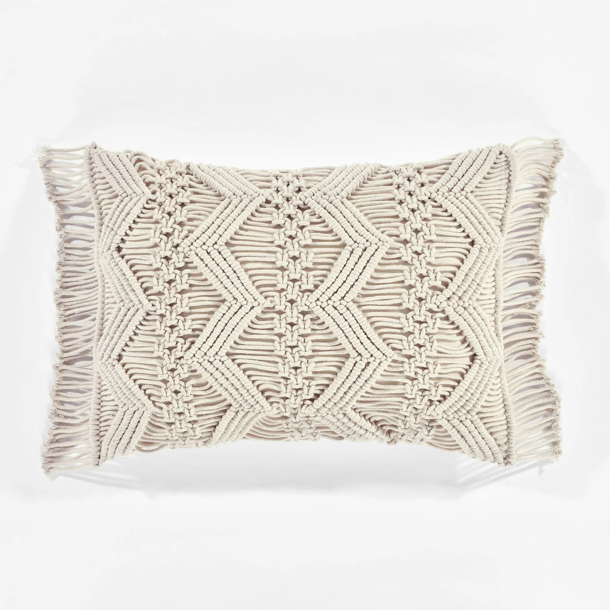 Lush Decor Studio Chevron Macrame Decorative Pillow Cover Neutral Single 13x20+3 | Walmart (US)