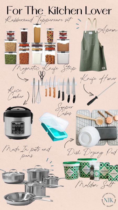 Gift guide for the kitchen lover - Tupperware set, apron, rice cooker, magnetic knife strip, dish drying rack, pots & pans + more🍽️

#LTKGiftGuide #LTKhome #LTKHoliday