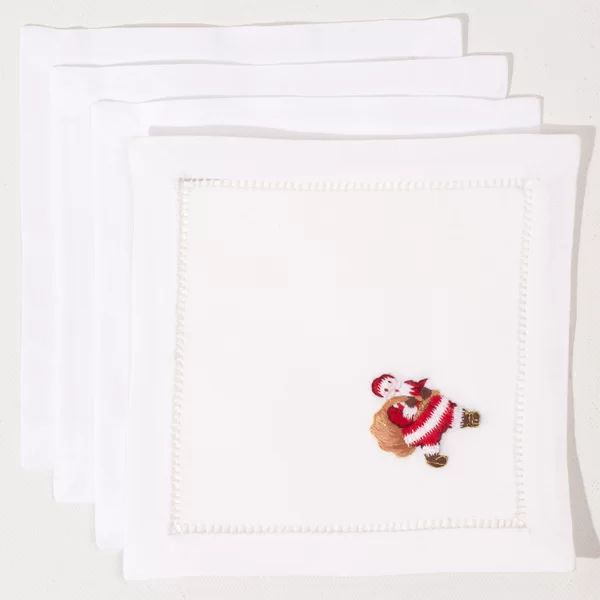 Holte Santa Embroidered Cocktail 6" Napkin (Set of 4) | Wayfair North America