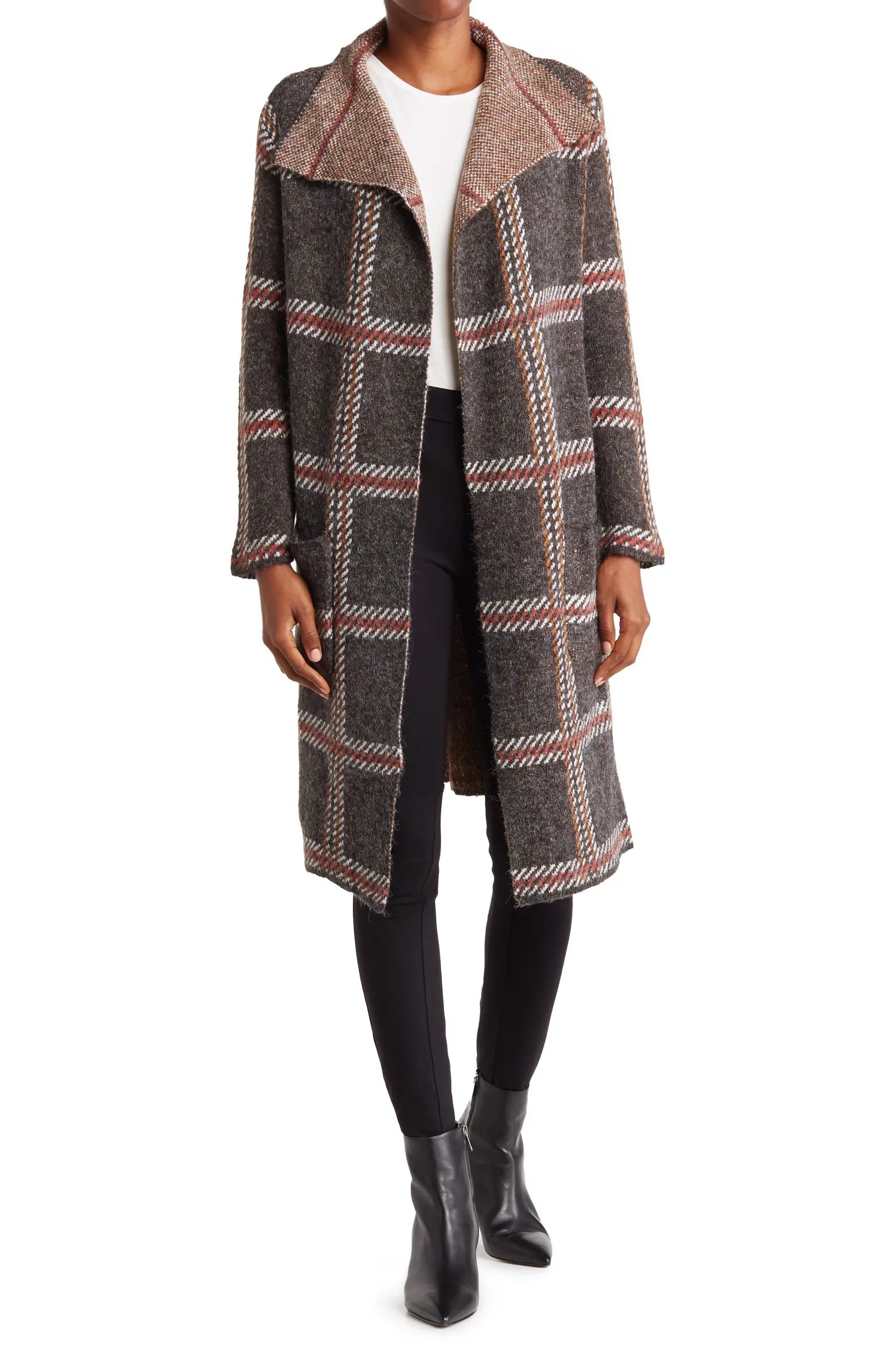 Joseph A Plaid Drape Collar Cardigan | Nordstromrack | Nordstrom Rack