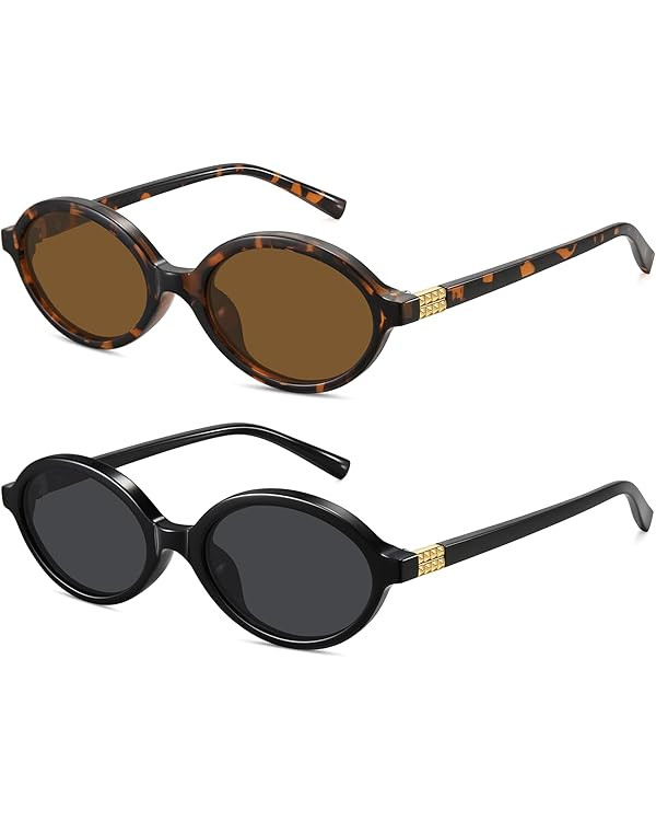 WOWSUN Retro Oval Sunglasses Womens Trendy Sun Glasses Sunnies UV400 Protection | Amazon (US)