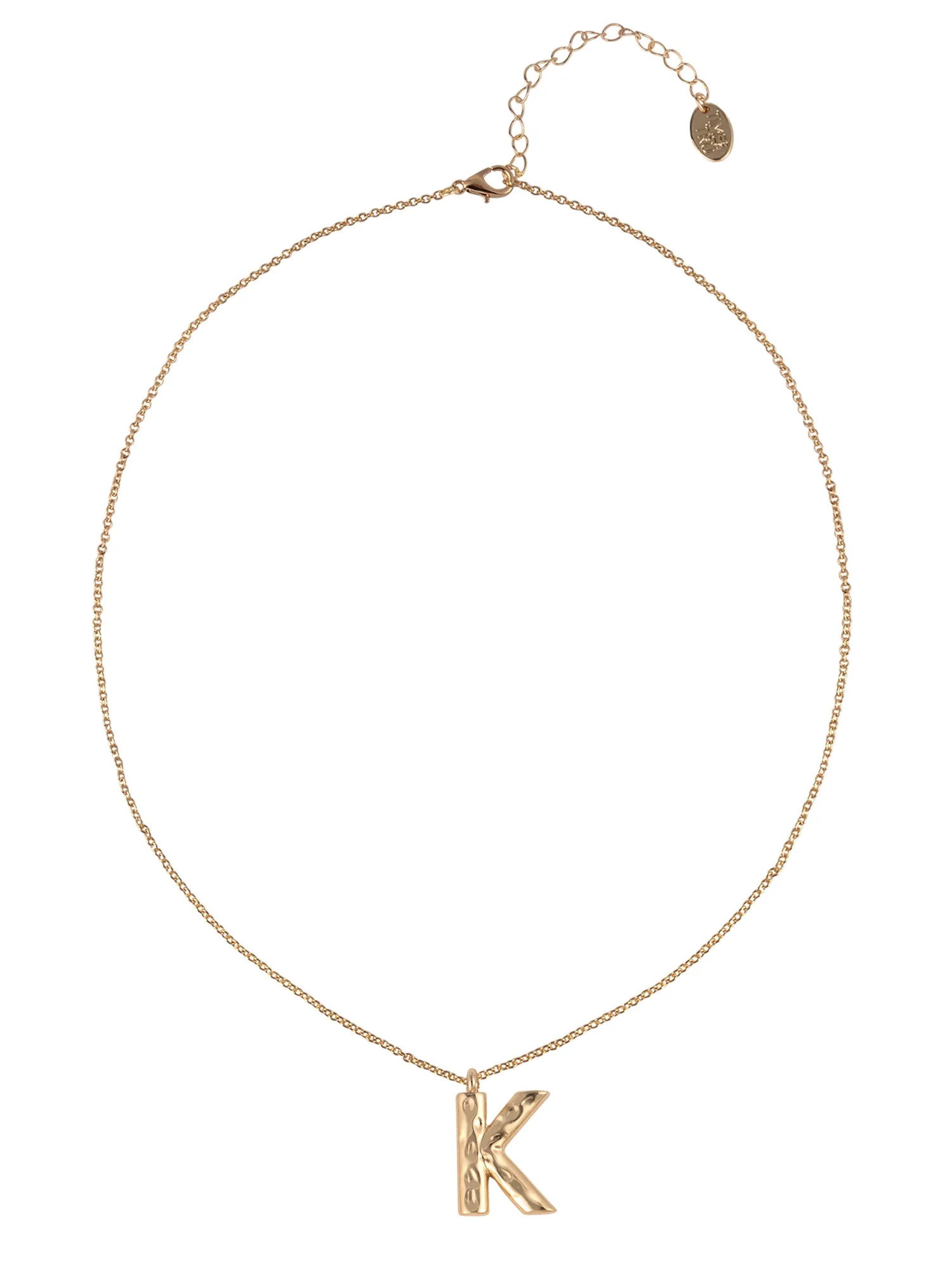 Time and Tru Goldtone Hammered Initial "K" Pendant Necklace | Walmart (US)