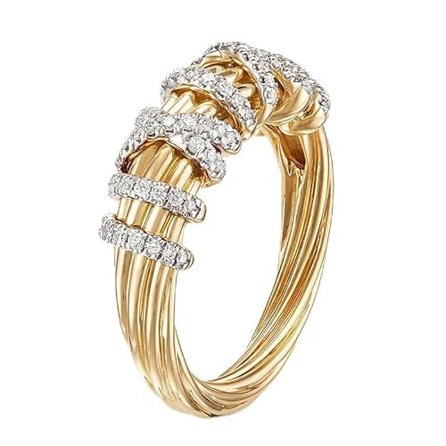 18k gold geometric line women's ring fashionable and personalized set with small diamond alloy ri... | Amazon (US)