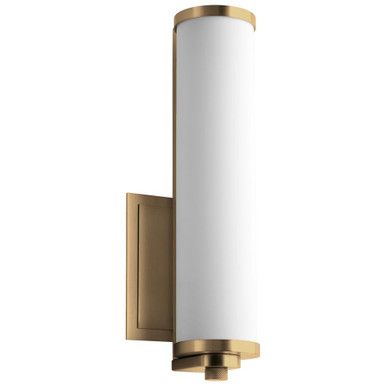 Tempus Wall Sconce, 1-Light, LED, Aged Brass, Matte White Shade, 12.75"H (3-5000-40 42N2Z) | Lighting Reimagined