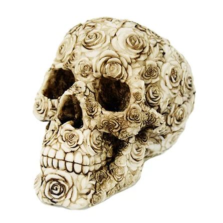 The Holiday Aisle® Bozrah Rose Flower Skull Figurine | Wayfair North America